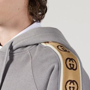 Gucci Gray Hoodie & Pant Set  with Gold Detail